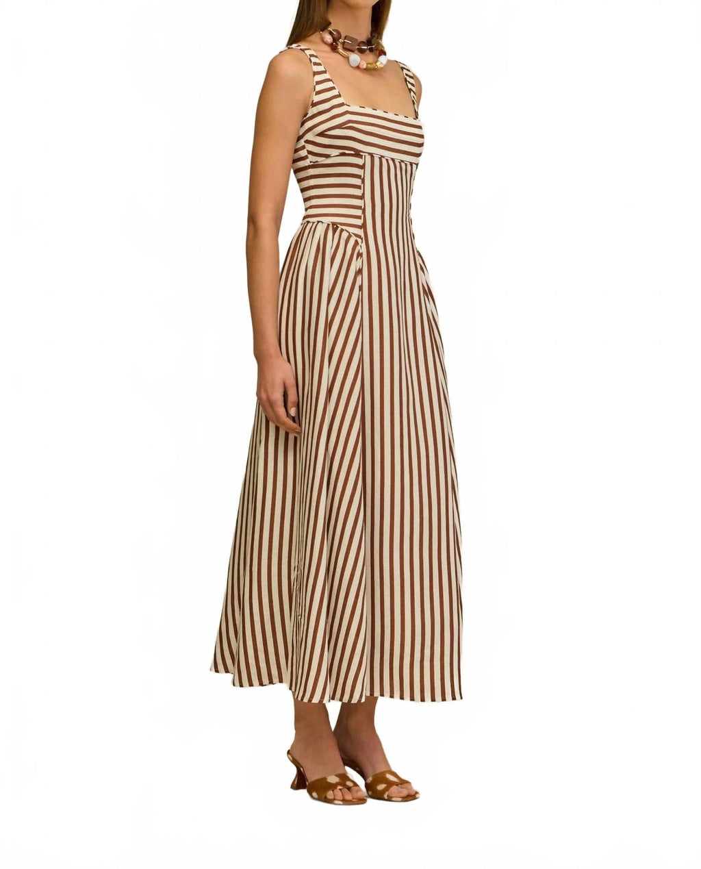 Carla Long Dress In Saddle Stripe
