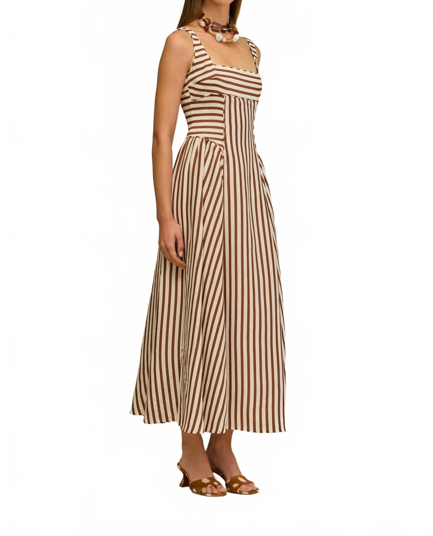 Carla Long Dress In Saddle Stripe