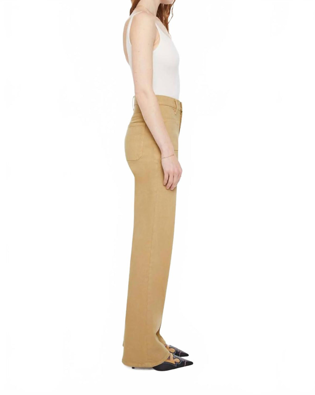 High Waisted Patch Pocket Bookie Sneak Jeans In Latte