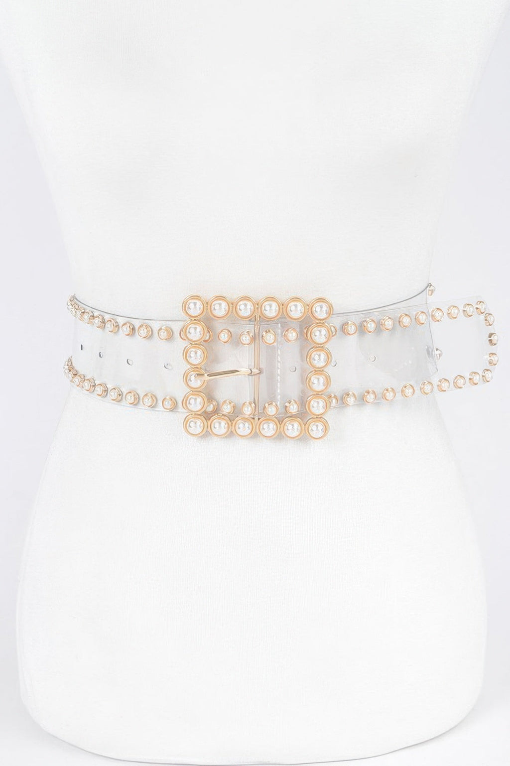 Rhinestone Buckle Plus Size Clear Belt W/stones
