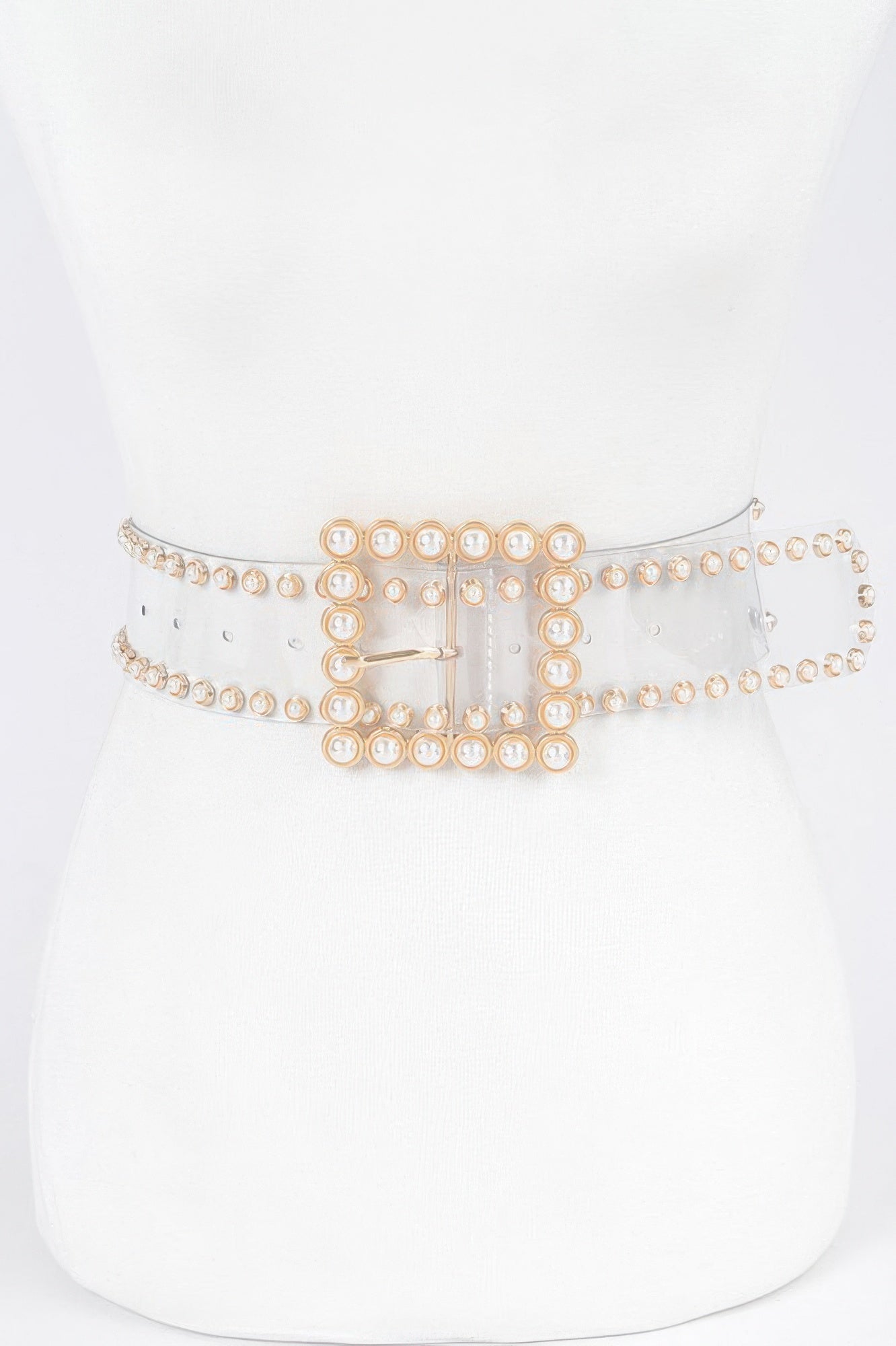 Rhinestone Buckle Plus Size Clear Belt W/stones