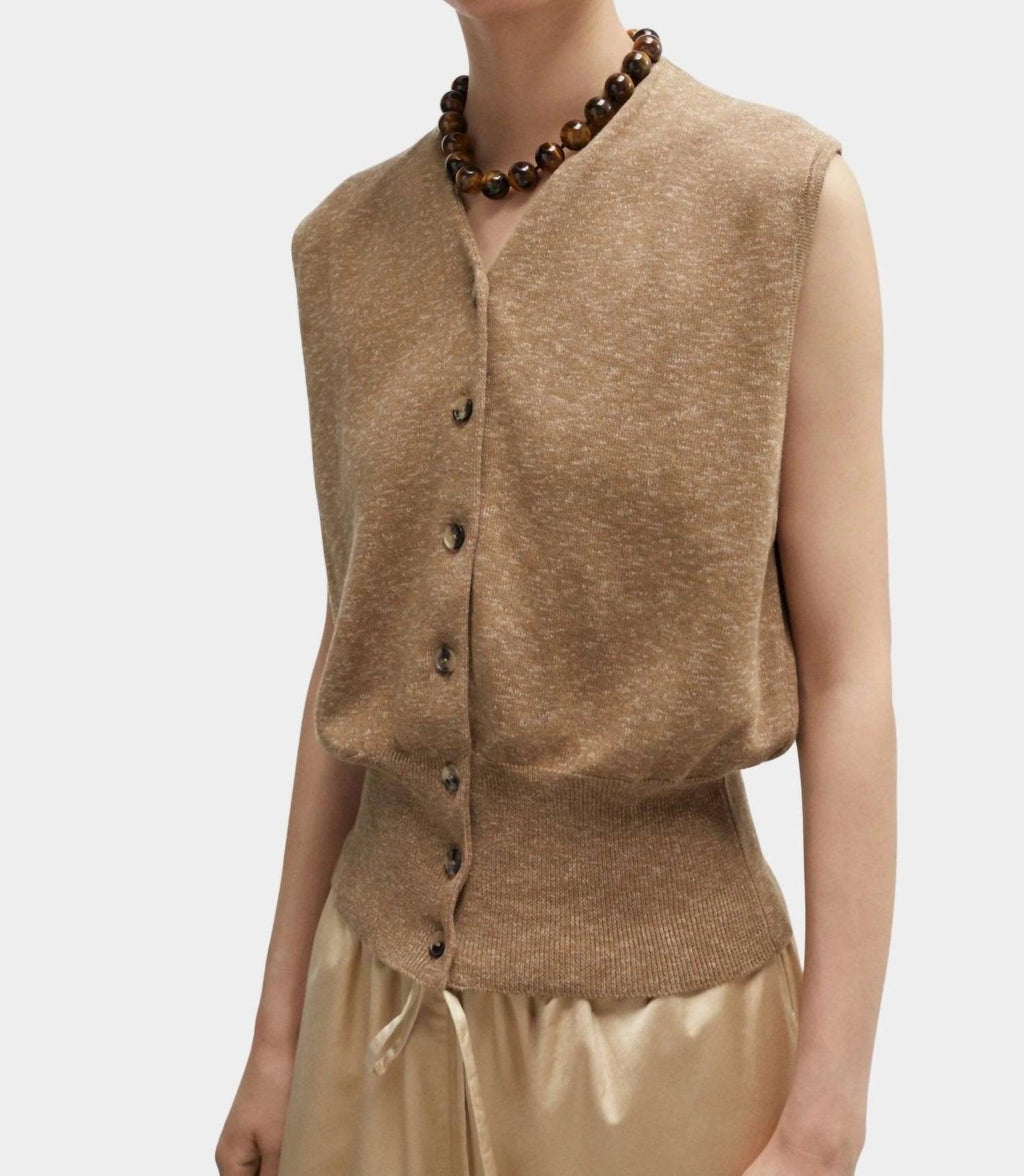 Flecked Cotton Waistcoat In Copal