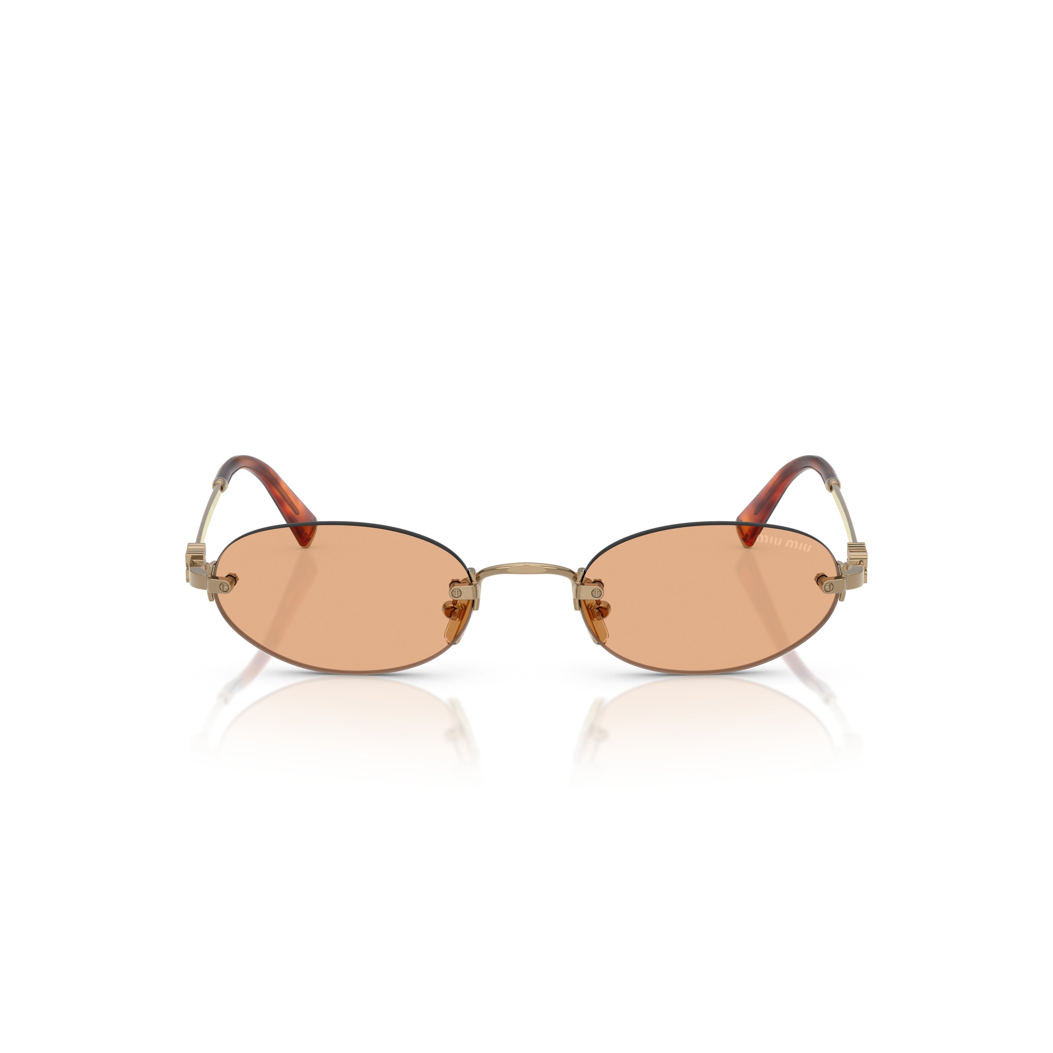 0Mu A54S Oval Sunglasses with Gold Metal Frame