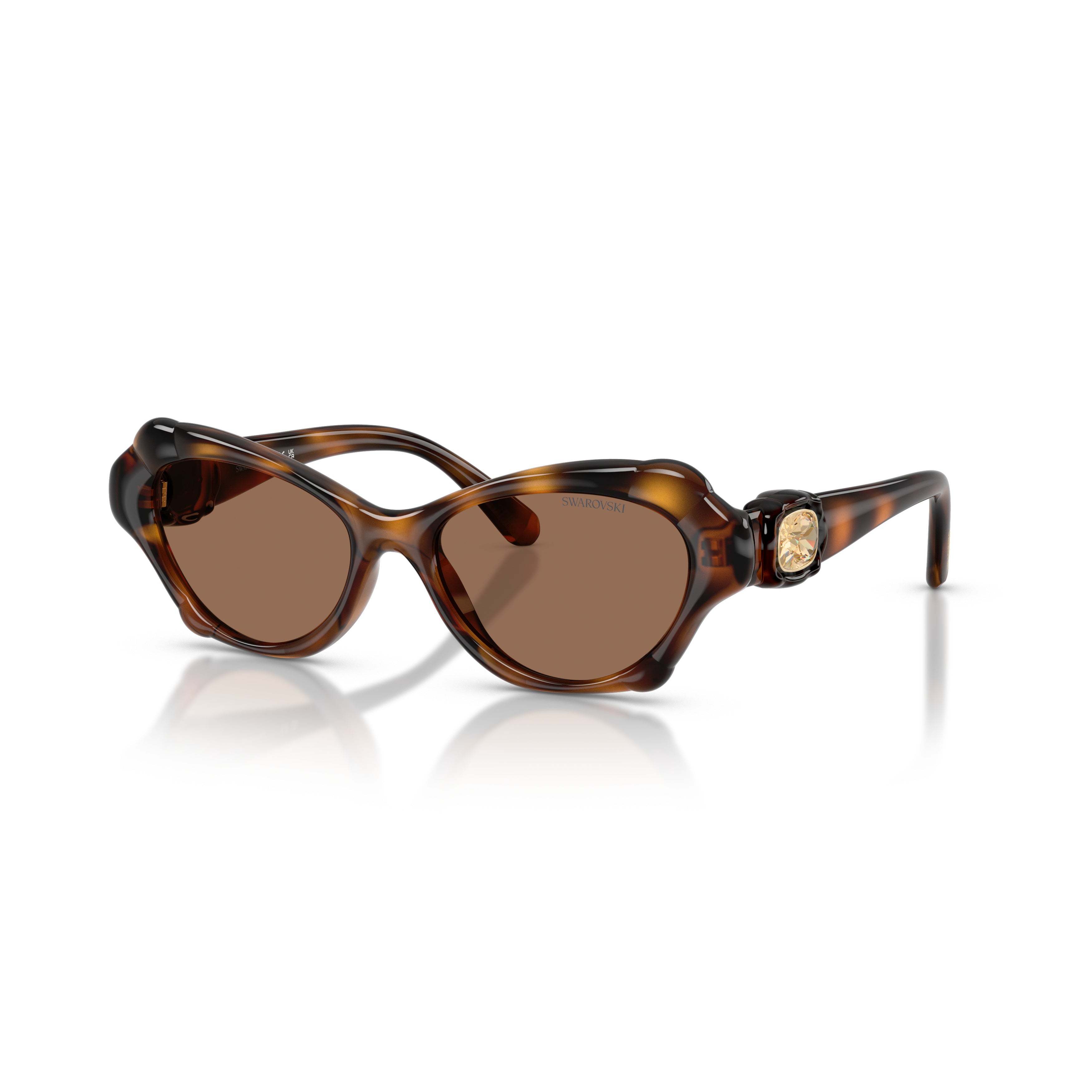 0Sk6050 Tortoiseshell Cat-Eye Sunglasses with Gold Emblem