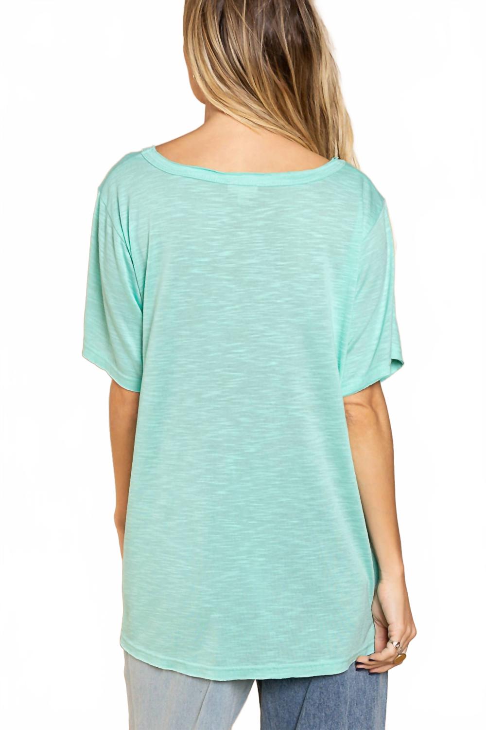 Basic And Soft Slub V Neckline Tee In Paradise Mint