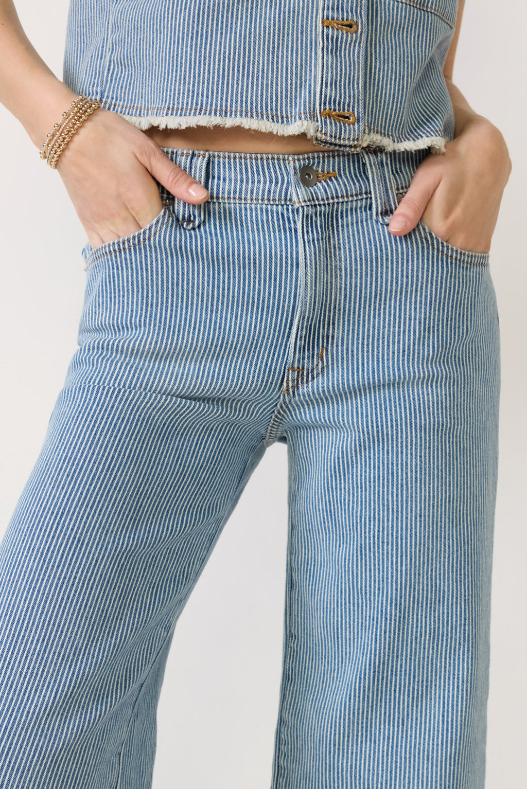 Women's Railroad Stripe Wide Leg Jean