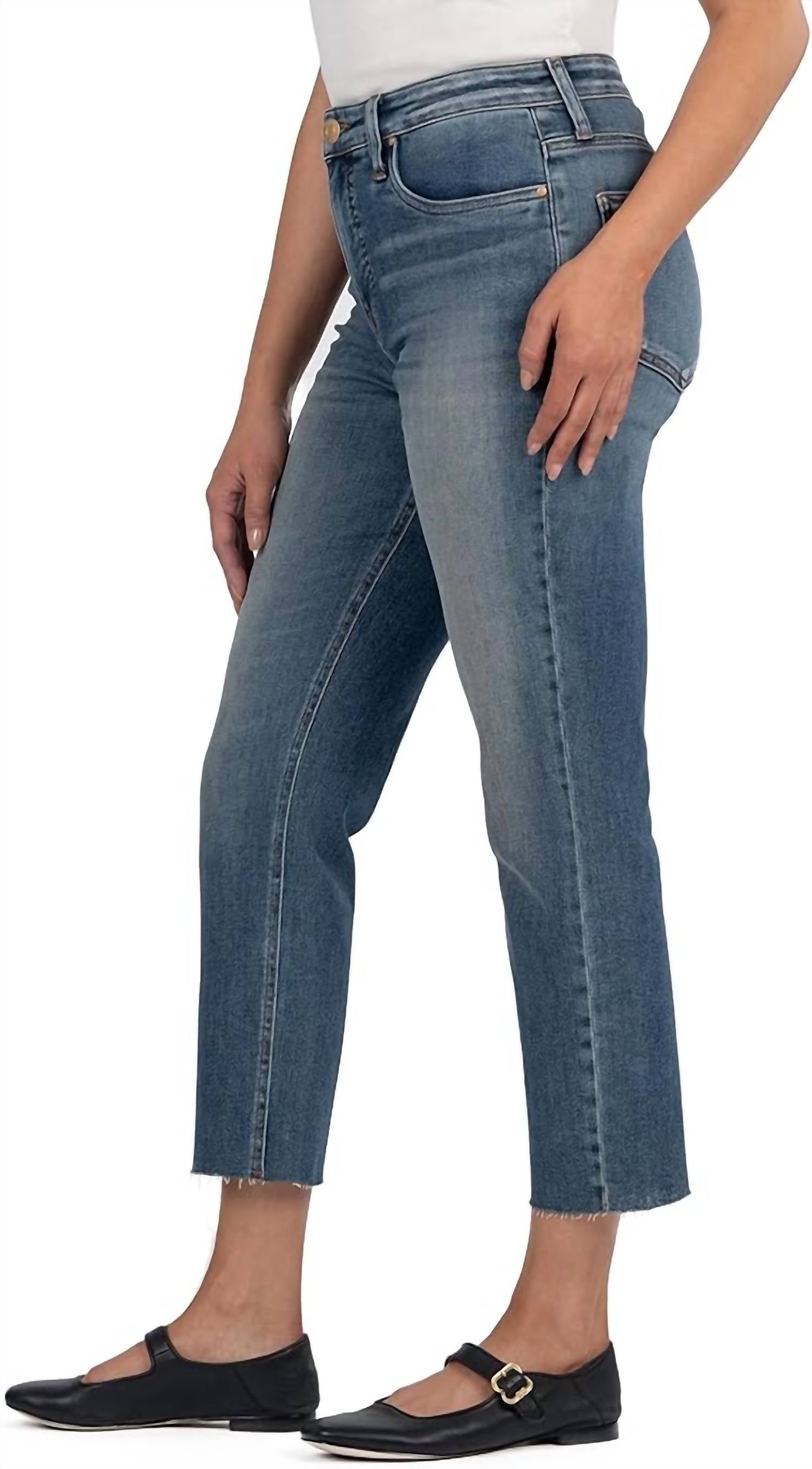 Rachael High Rise Fab Ab Mom Raw Hem Jeans In Braveness