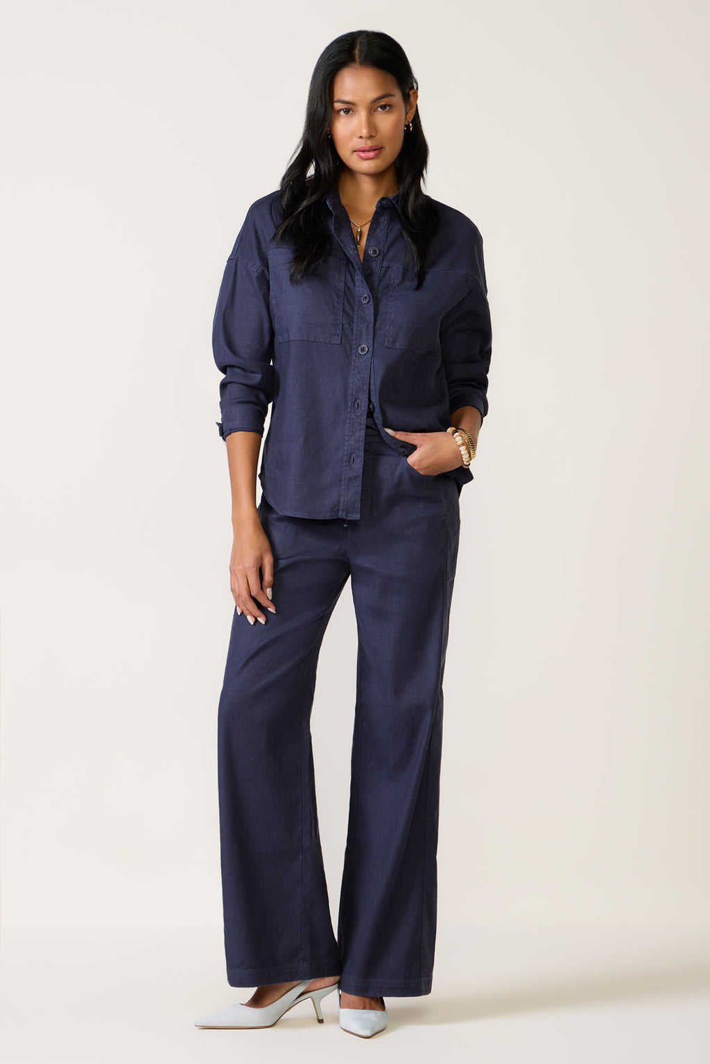 Women's Joelle Stretch Linen Trouser with Tie Waist Pants