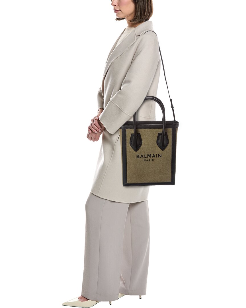 Balmain Logo Canvas & Leather Tote