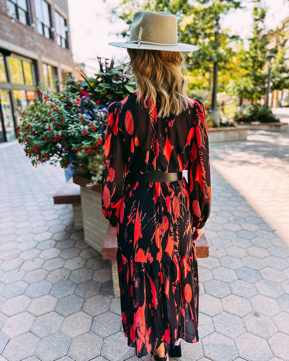 Allyn Long Sleeve Dress In Crimson