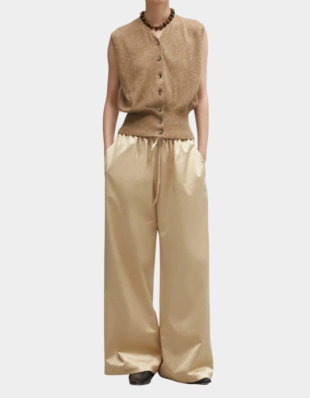 Flecked Cotton Waistcoat In Copal