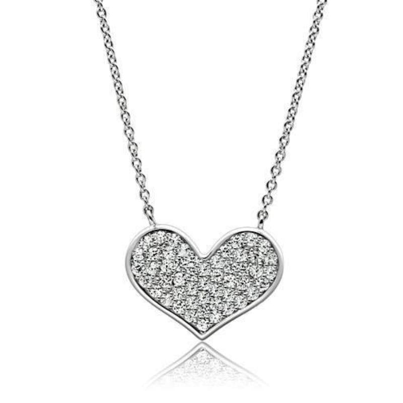 Rhodium Brass Necklace with AAA Grade CZ in Clear