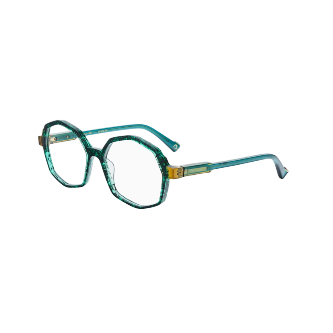 Parma Marbled Green Octagonal Frame Eyeglasses with Translucent Temples