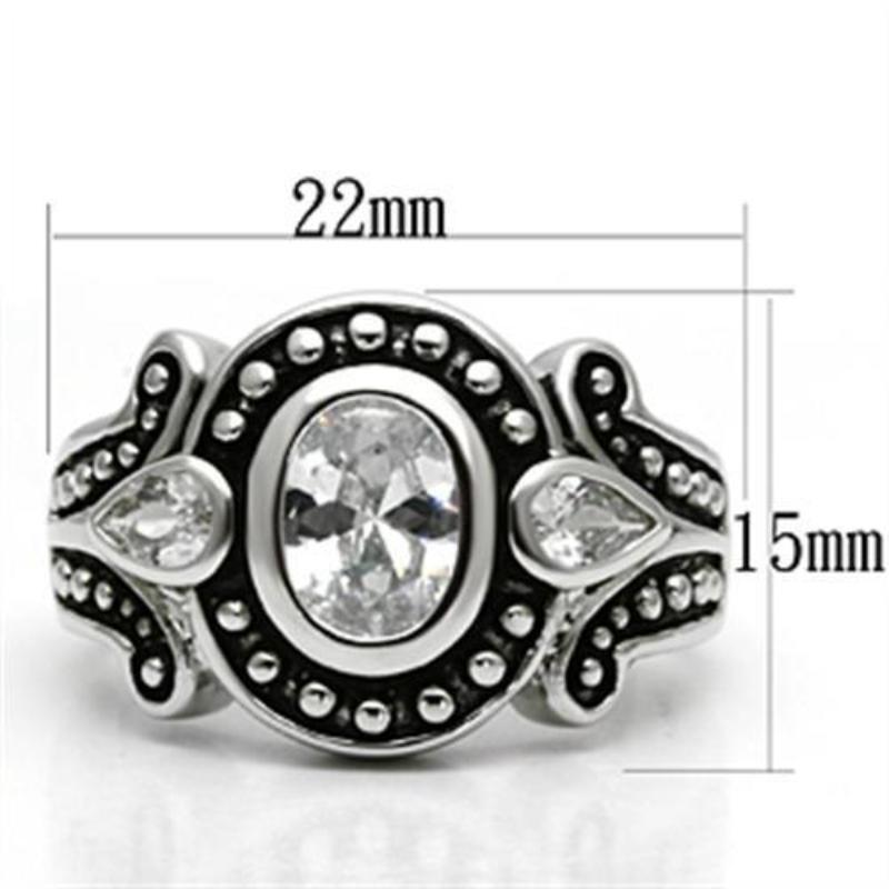 Rhodium Brass Ring with AAA Grade CZ in Clear