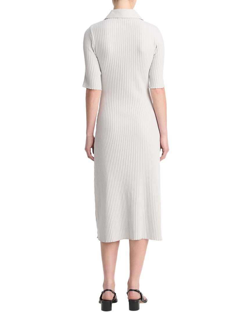 Vince Rib Elbow-Sleeve Polo Midi Dress
