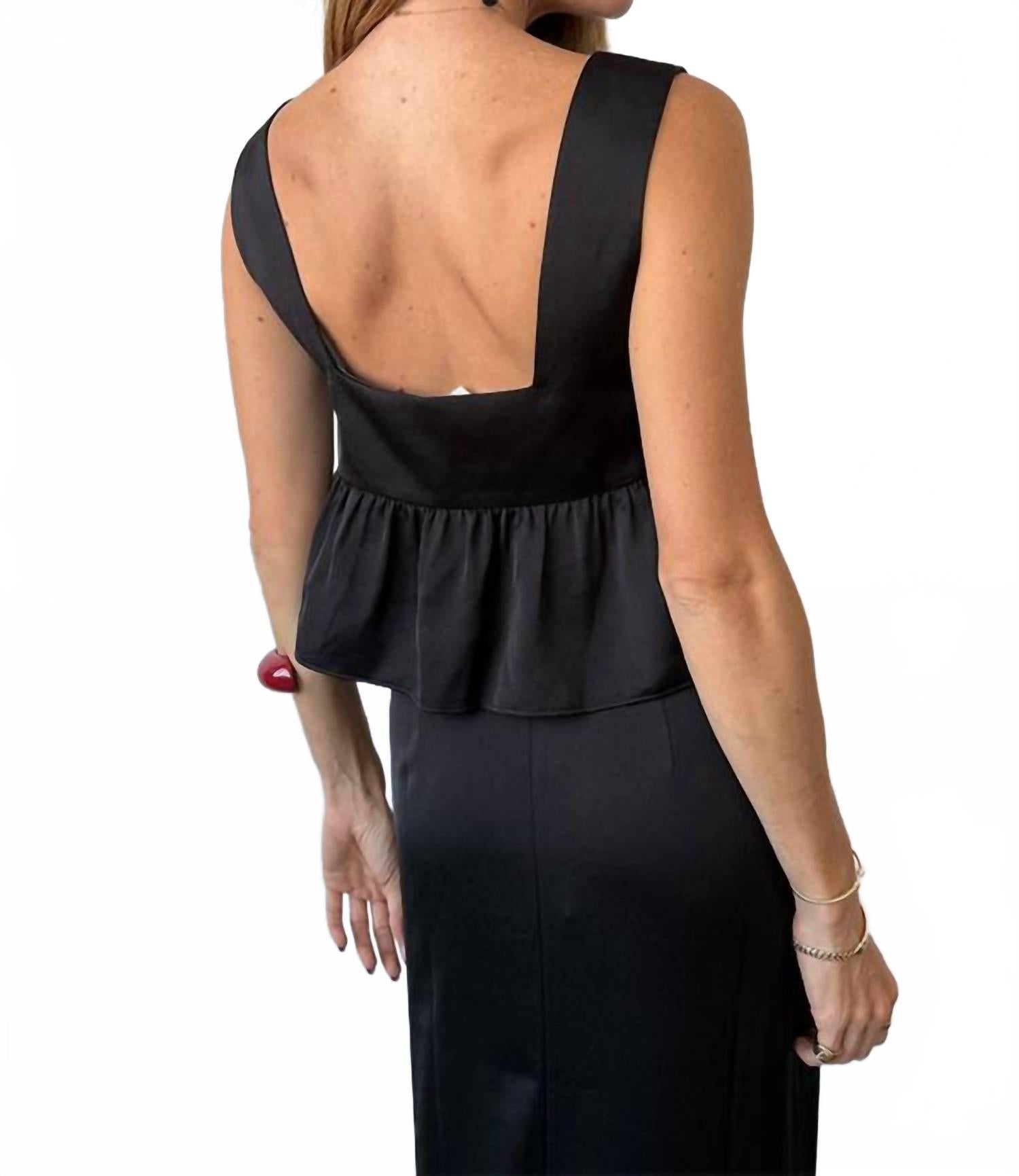 Katarina Satin Square Neck Top In Black