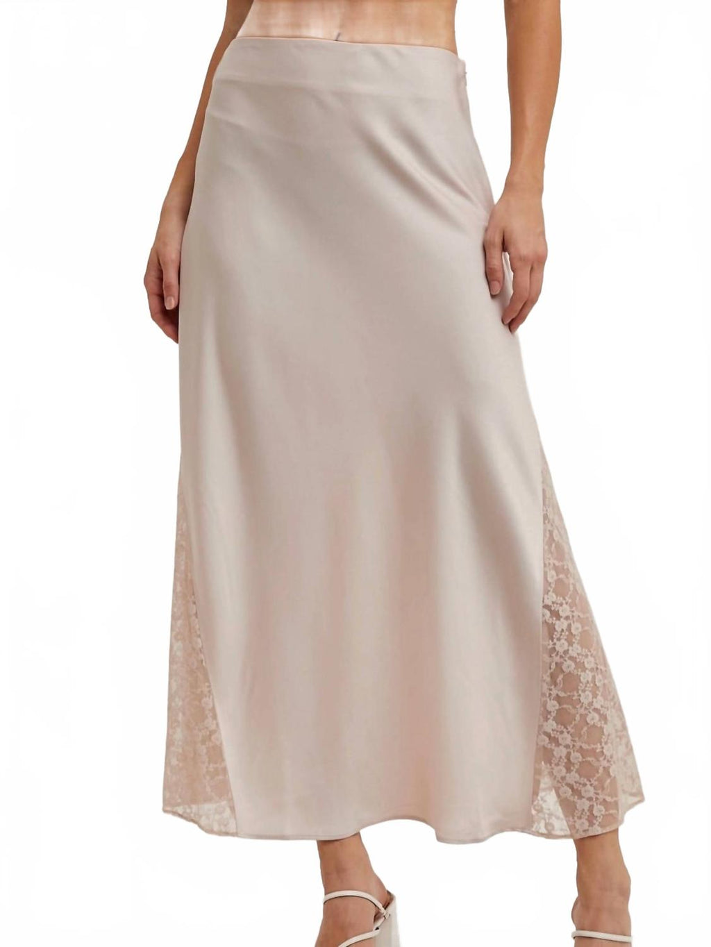 Stella Lace Midi Skirt In Pearl