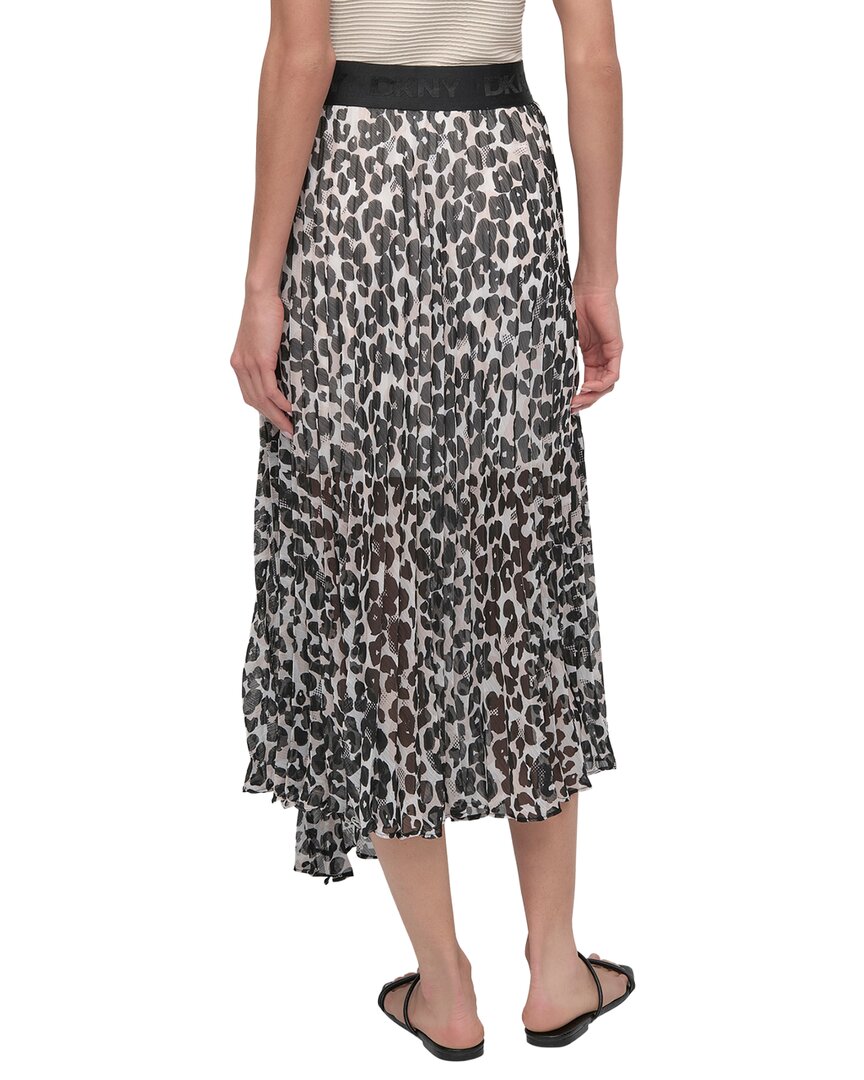 DKNY Asymmetrical Print Chiffon Midi Skirt