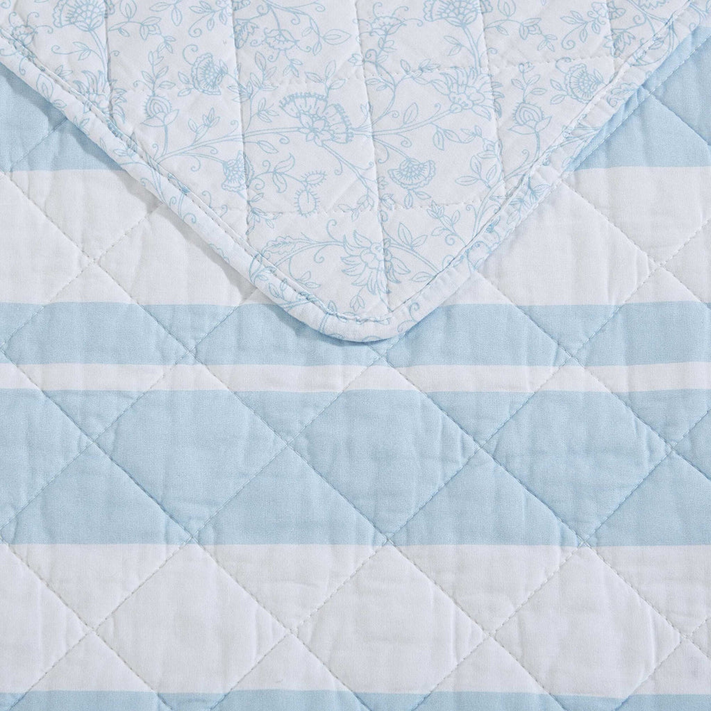 Nautica Seafront Stripe Blue King Quilt Set