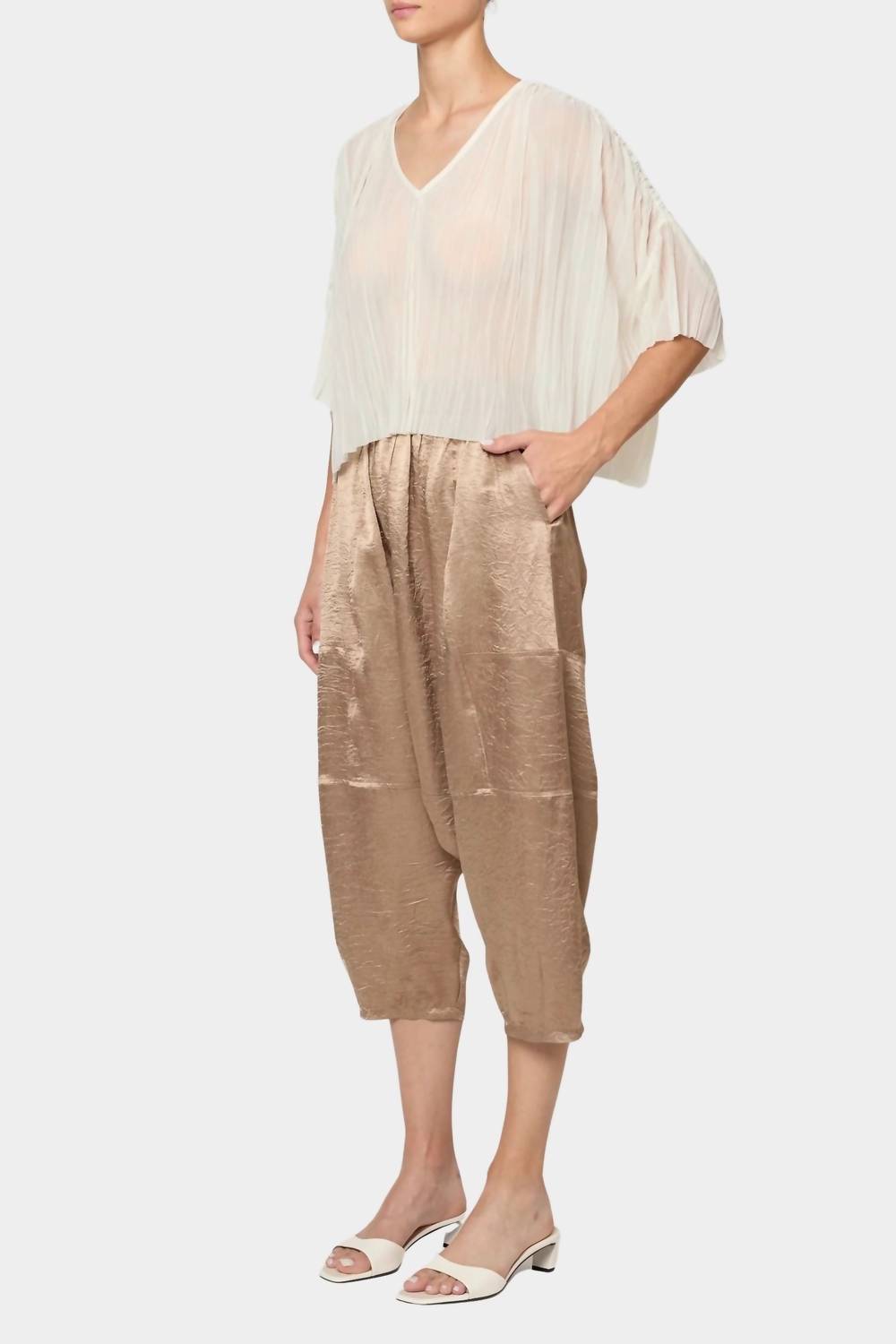 Kiko Satin Pants In Latte