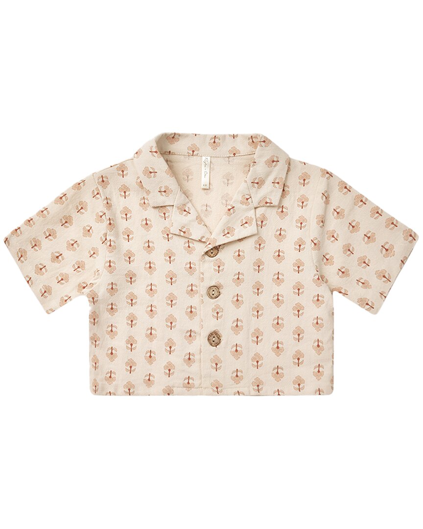 Rylee + Cru Collective Cropped Collared Linen-Blend Shirt
