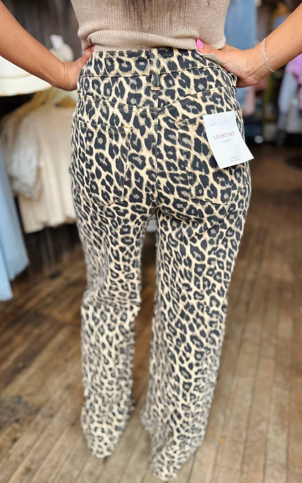 High Rise Wide Leg Jeans In Leopard