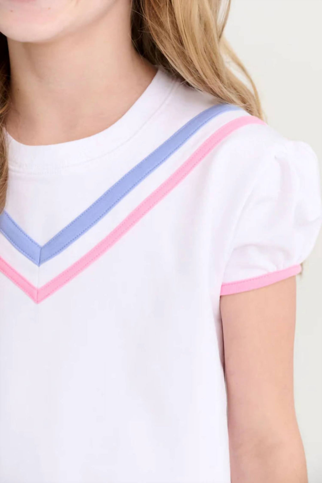 Short Puff Sleeve Cassidy Comfy Crewneck Shirt In Worth Avenue White
