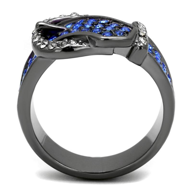 IP Light Black Stainless Steel Ring with Top Grade Crystal in Multi Color