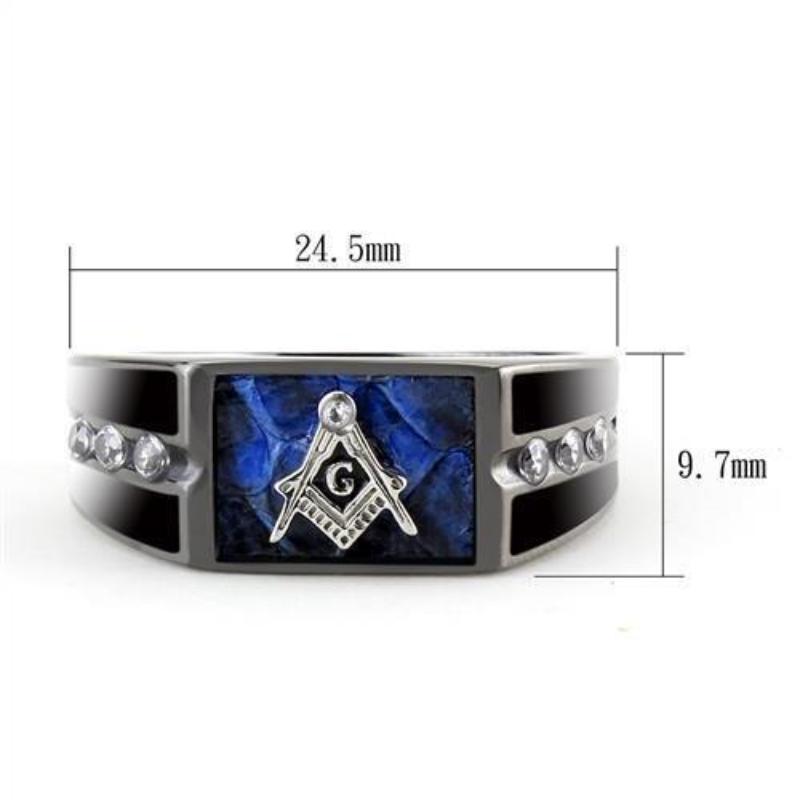 Two-Tone IP Black Stainless Steel Ring with AAA Grade CZ in Clear