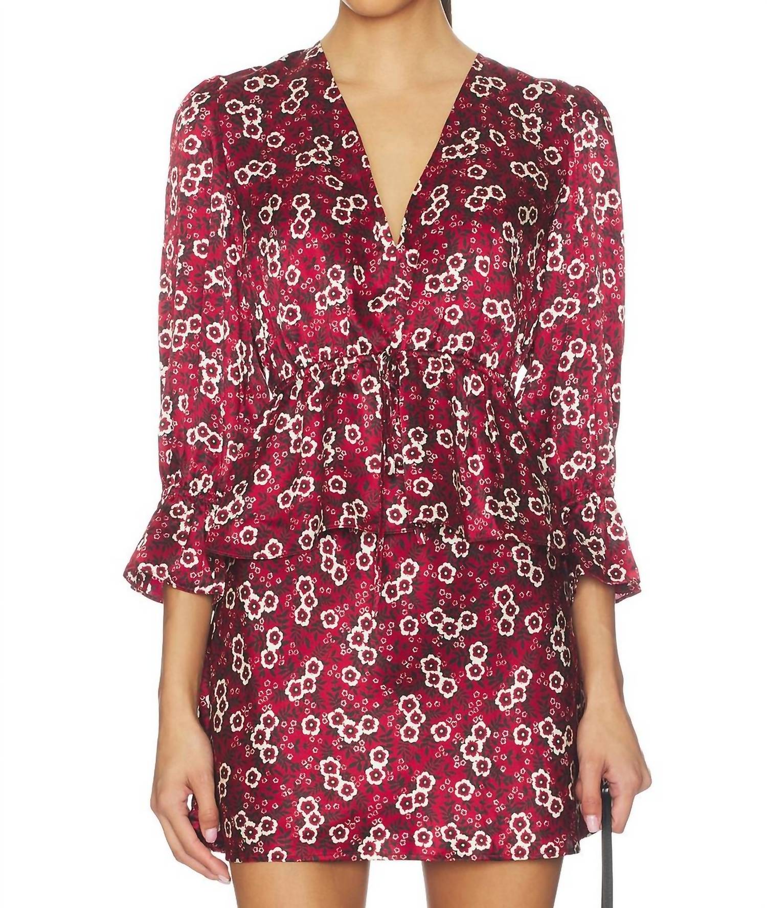 Renata V-Neck Top In Ruby