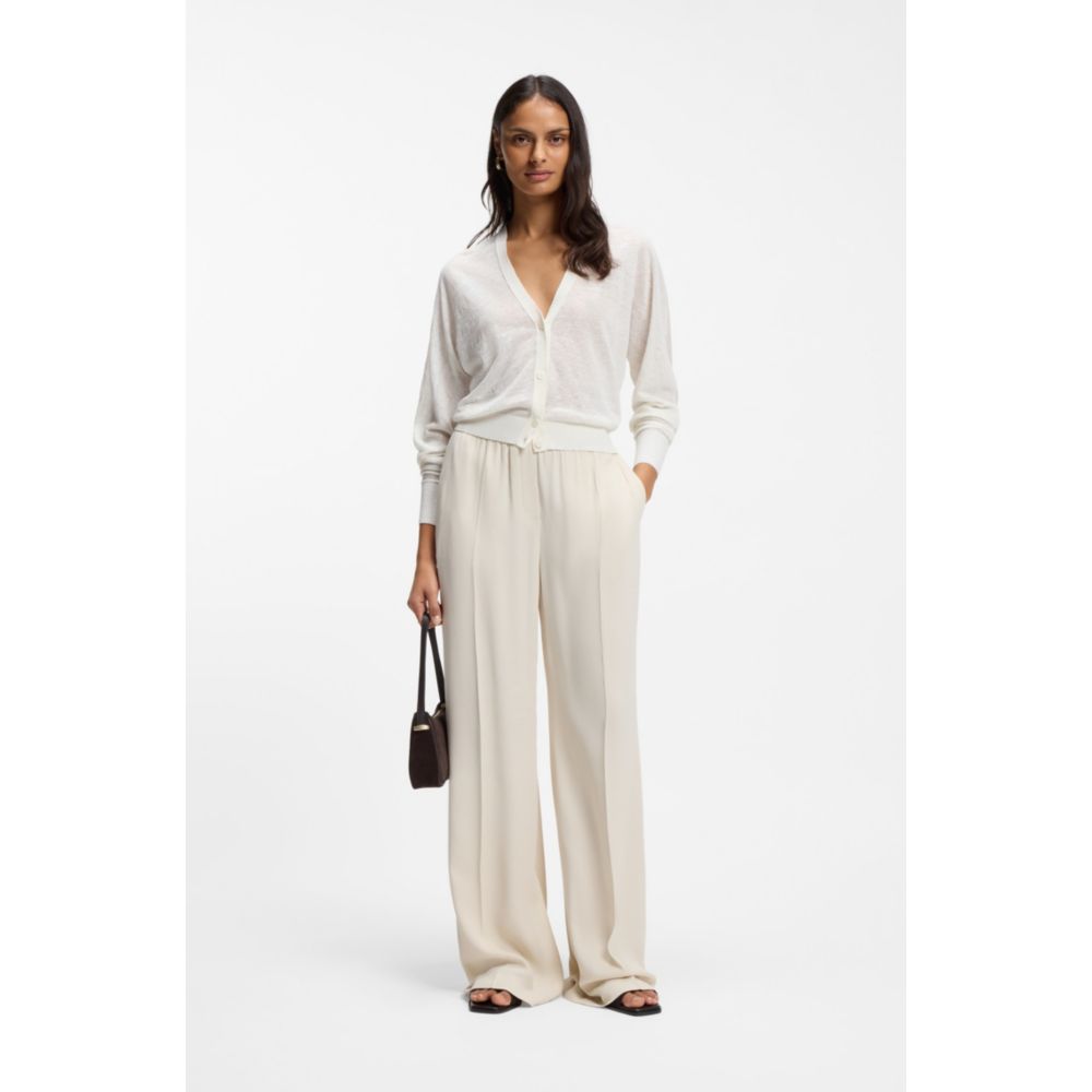 Linen-cotton cardigan with buttoned front