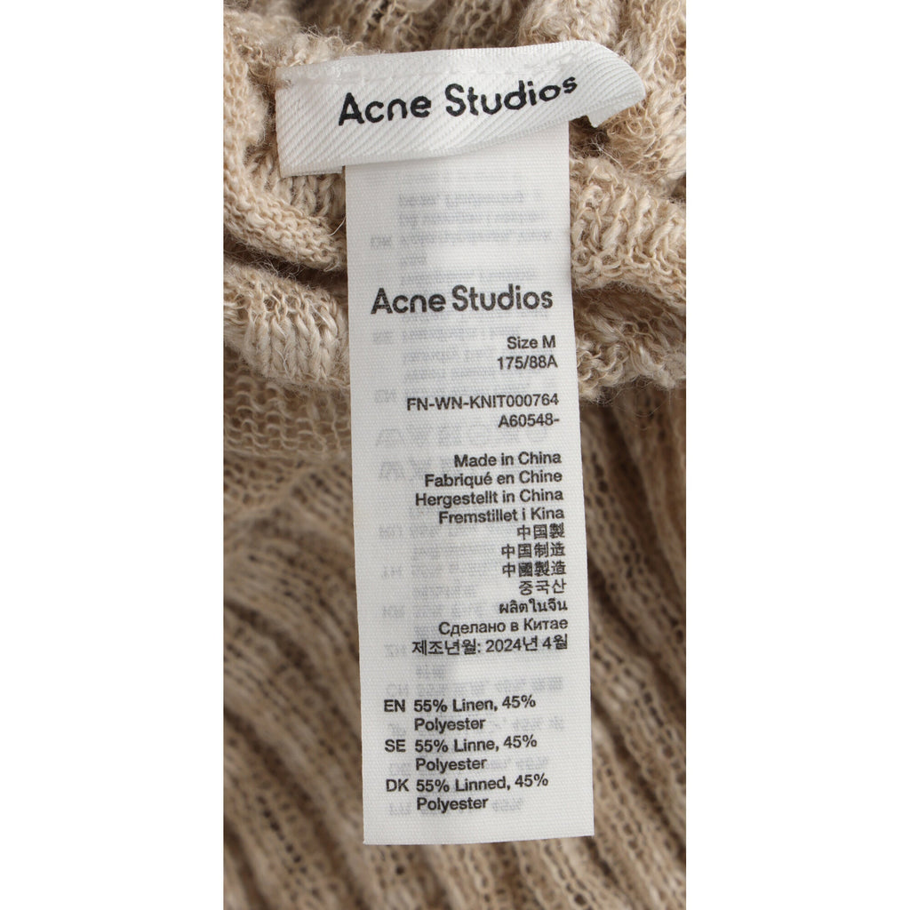 Acne Studios Ribbed-Knit Turtleneck Sweater in Beige Linen