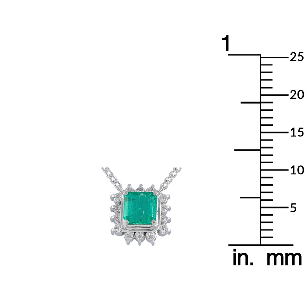 LB Exclusive Platinum 0.12ct Diamond and Emerald Necklace MF06-041026