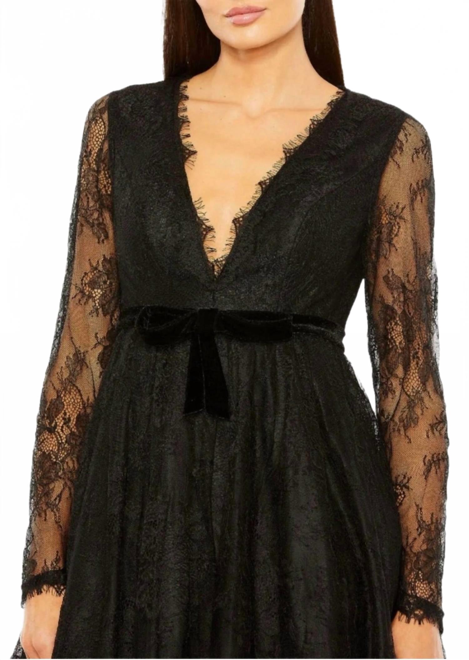 Lace Long Sleeve Dress In Black