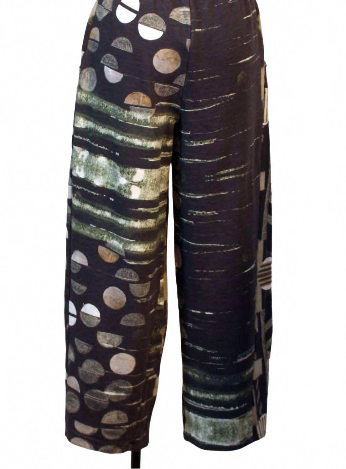 Women's Geometric Print Wide Leg Trouser Pant In Multi