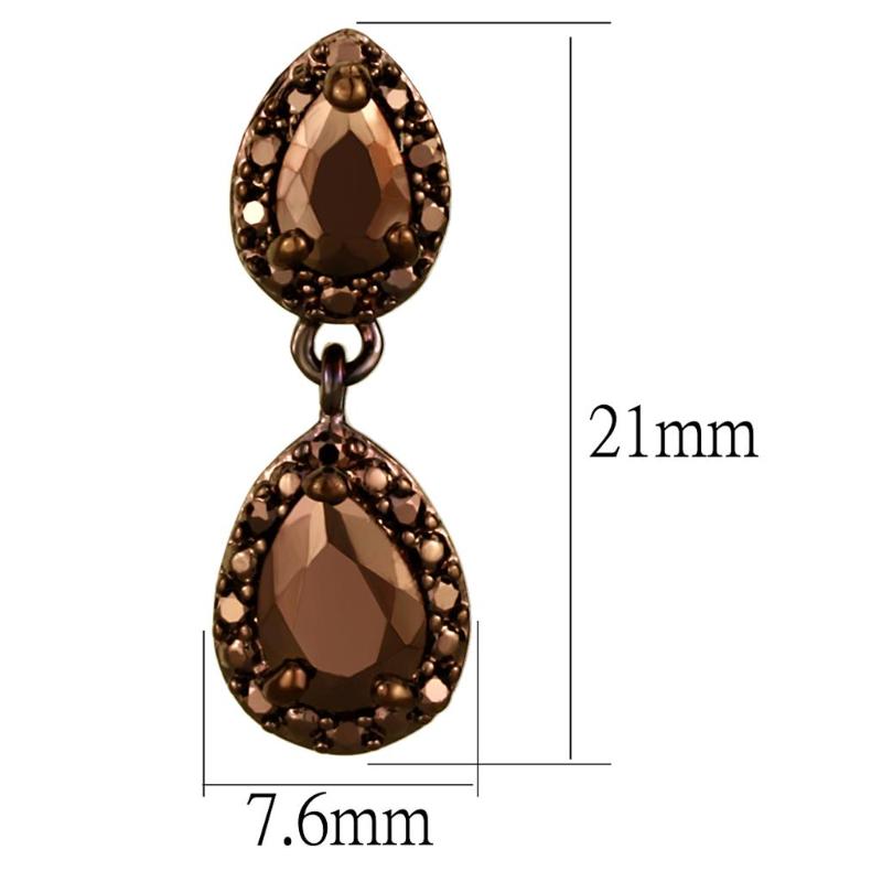 IP Coffee light Brass Earrings with AAA Grade CZ in Light Coffee