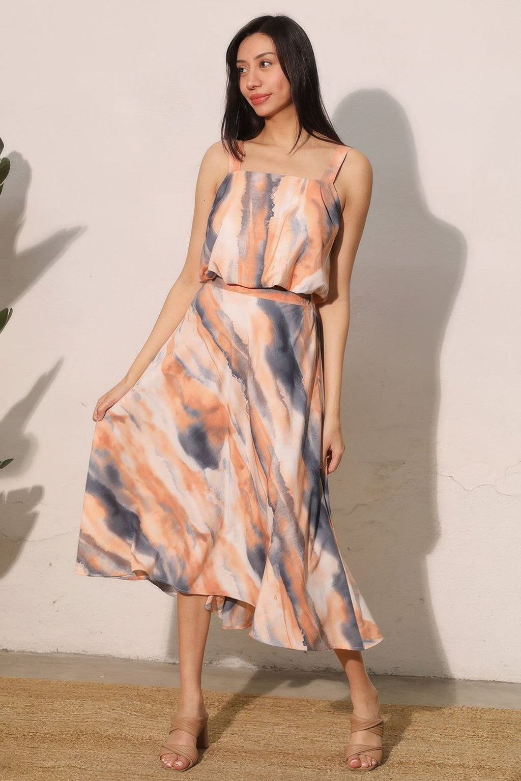 Cloud Tie Dye Midi Swing Skirt