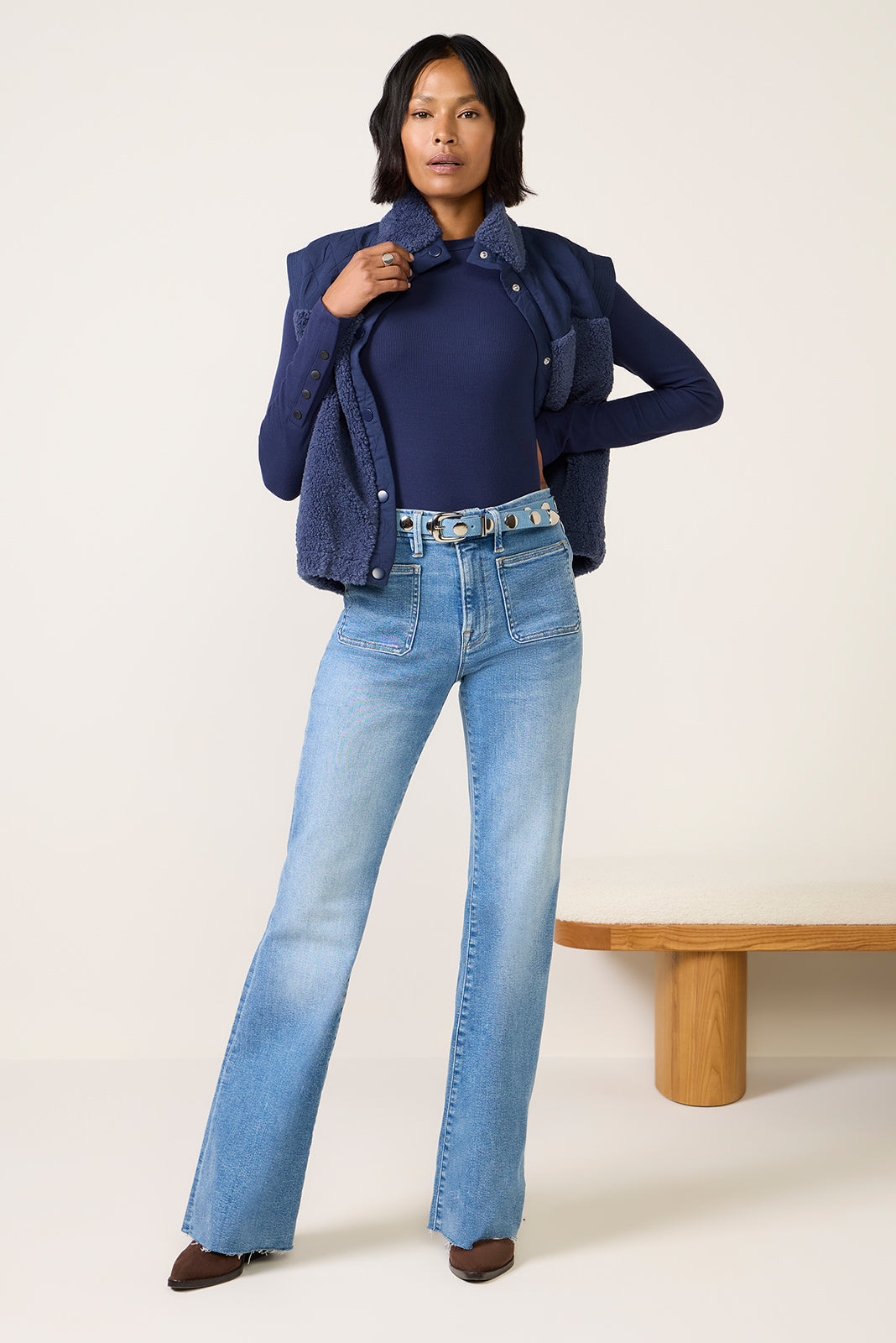 Women's Rilo Ribbed Snap Long Sleeve Top
