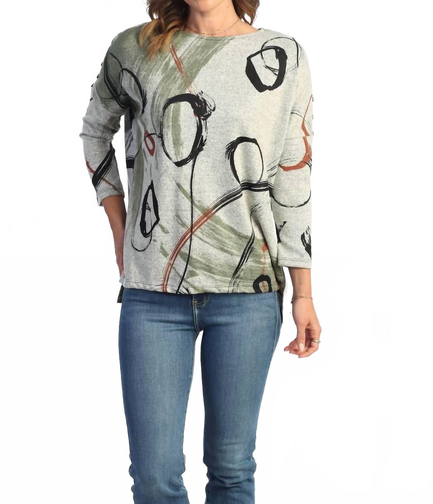 French Brushed Knit Top In Pearls