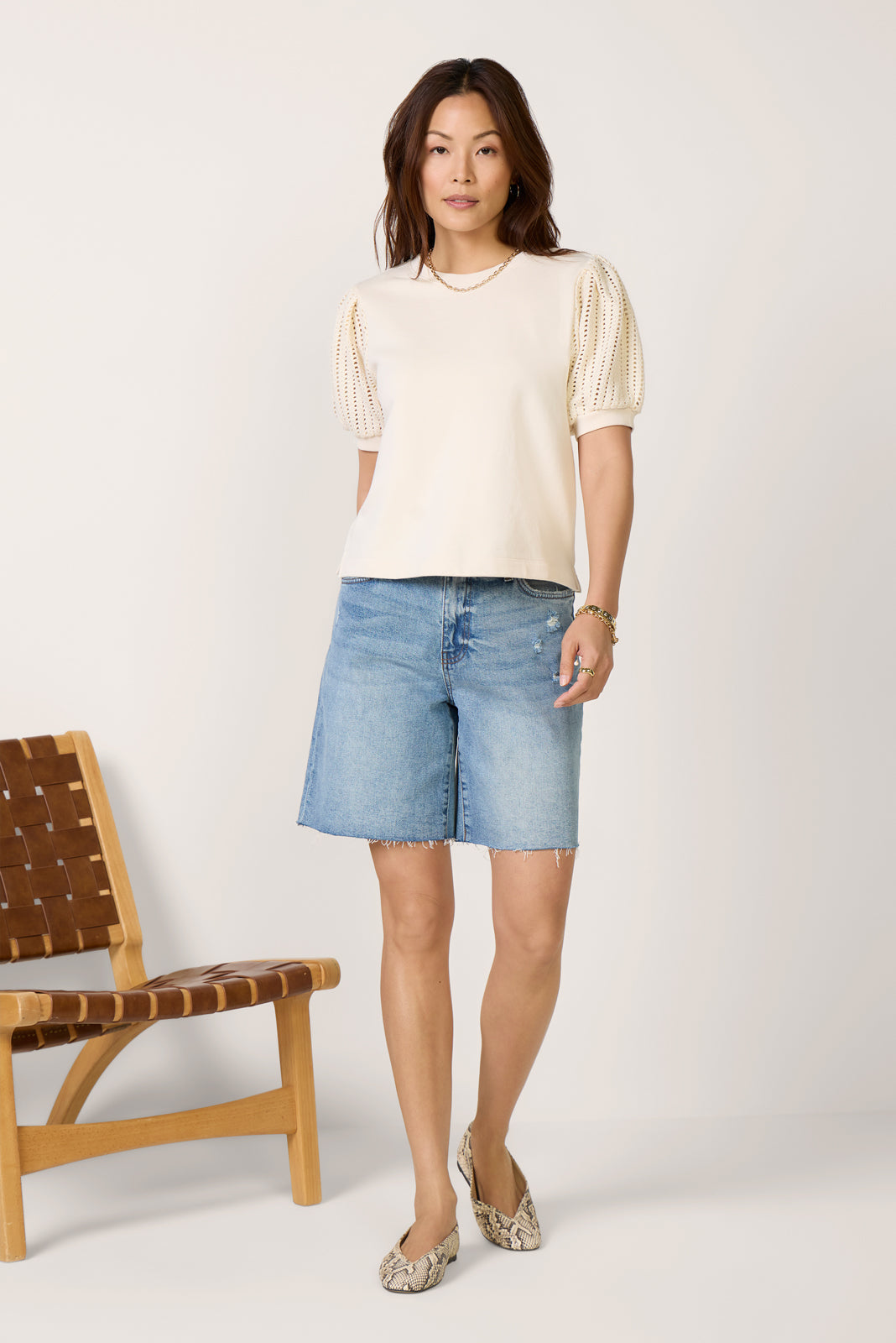 Women's Lea Crochet Sleeve T-Shirt