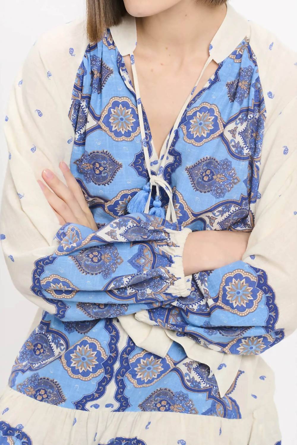 Danae Mini Dress In Blue Paisley Print