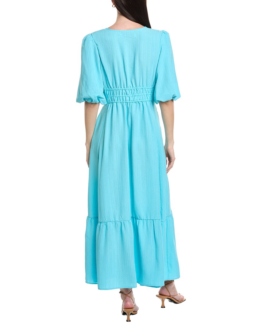 Maison Tara Wave Crepe Short Sleeve Midi Dress