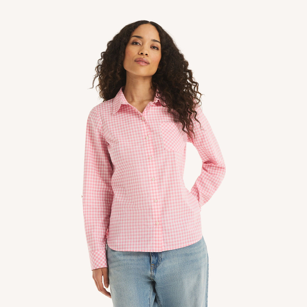 Nautica Womens Gingham Button-Up Shirt