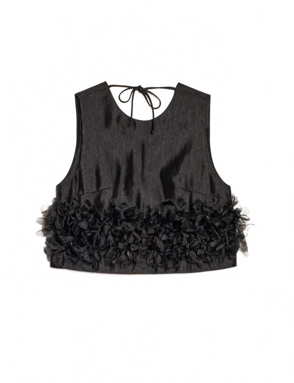 Plume Organza Top In Coal Black