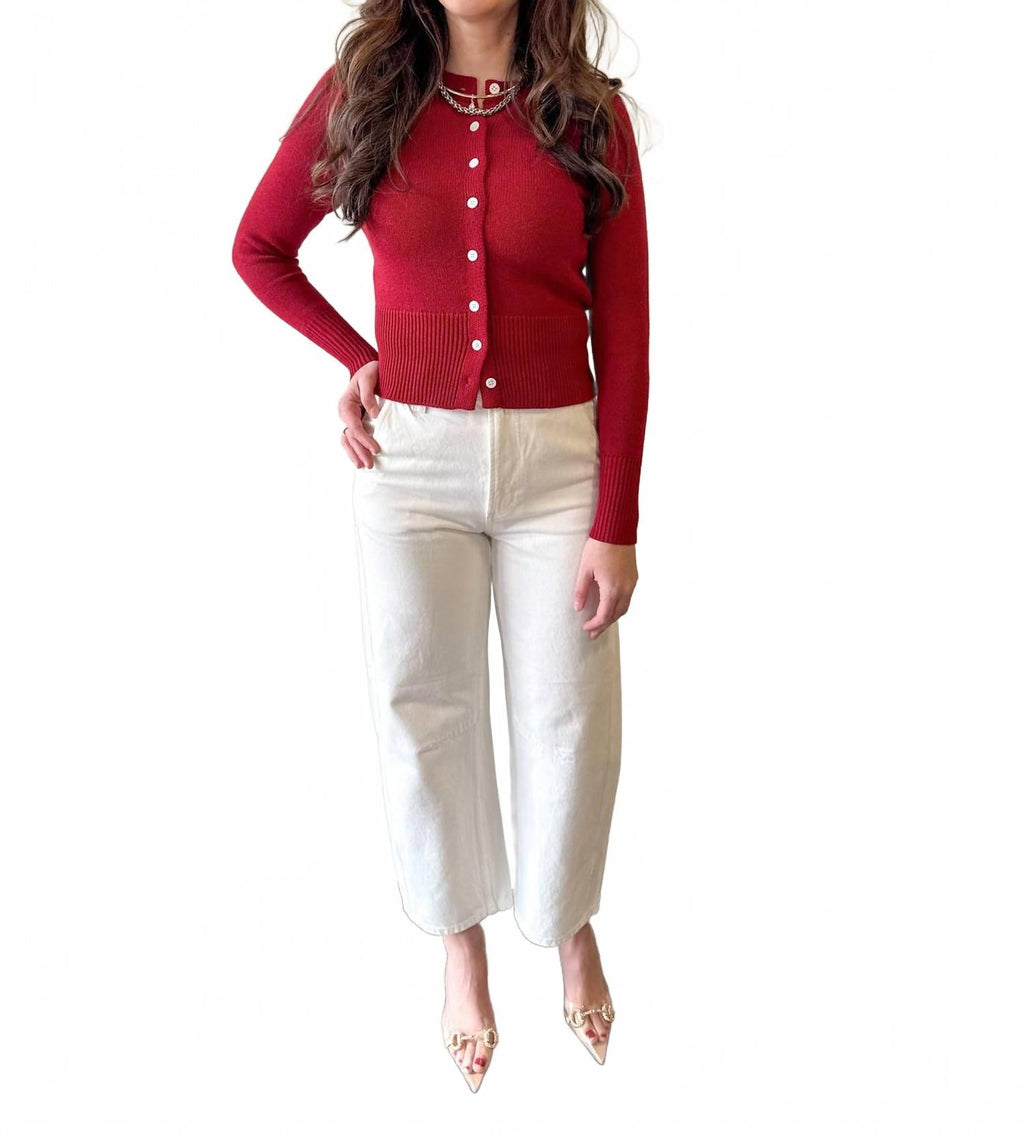 Berry Bright Cardigan In Crimson