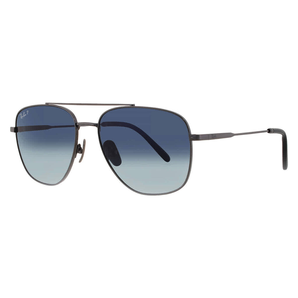 Ray Ban WILLIAM TITANIUM Polarized Blue Gradient Navigator Unisex Sunglasses RB8097 165/S3 59