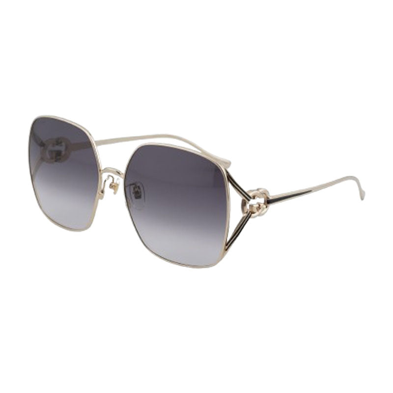 Gucci Sunglasses Square Full Rim, Gold Frame And Grey Gradient Lens Gg1323S001