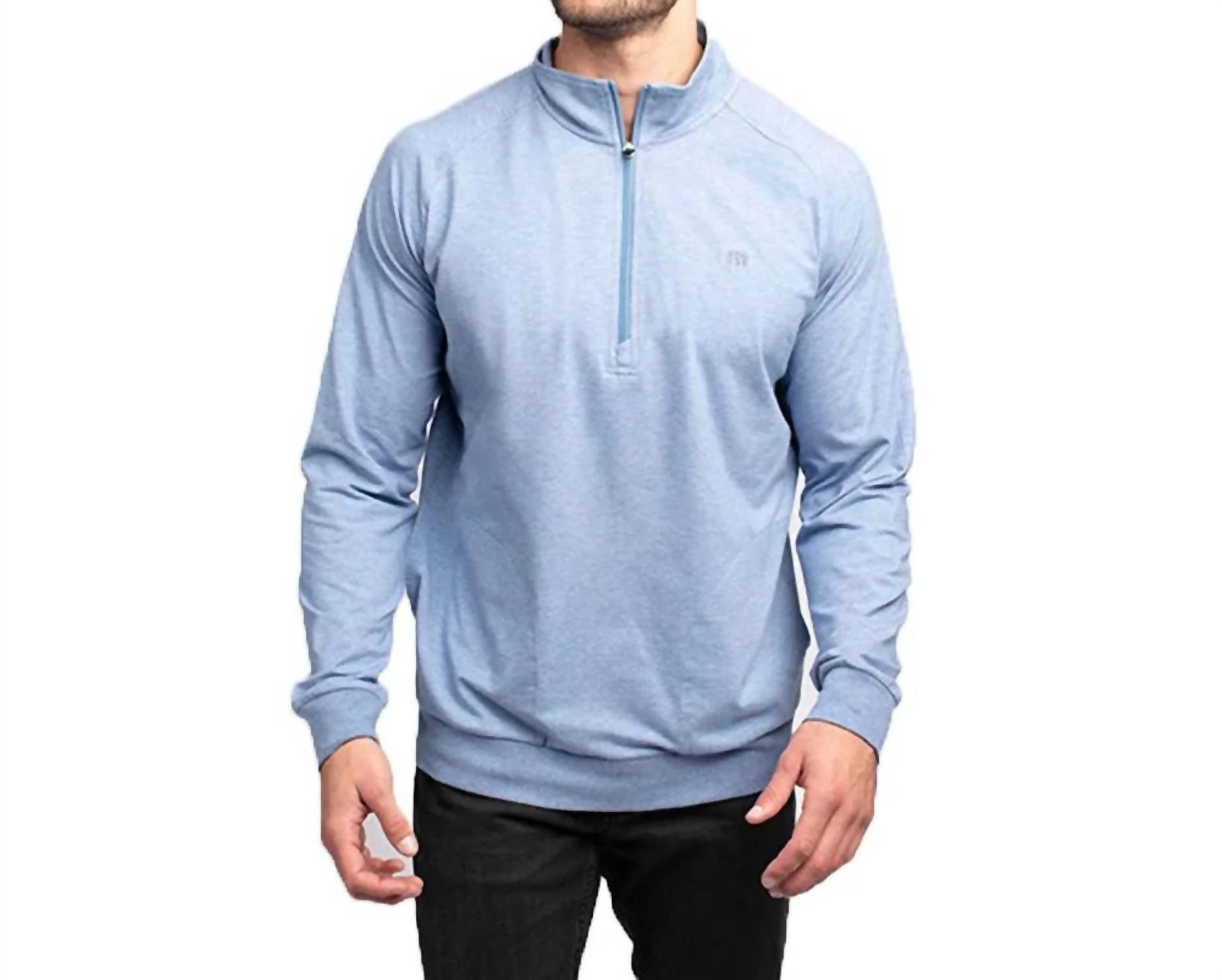 Men's Zachary 1/2 Zip Pullover In Heather Light Blue