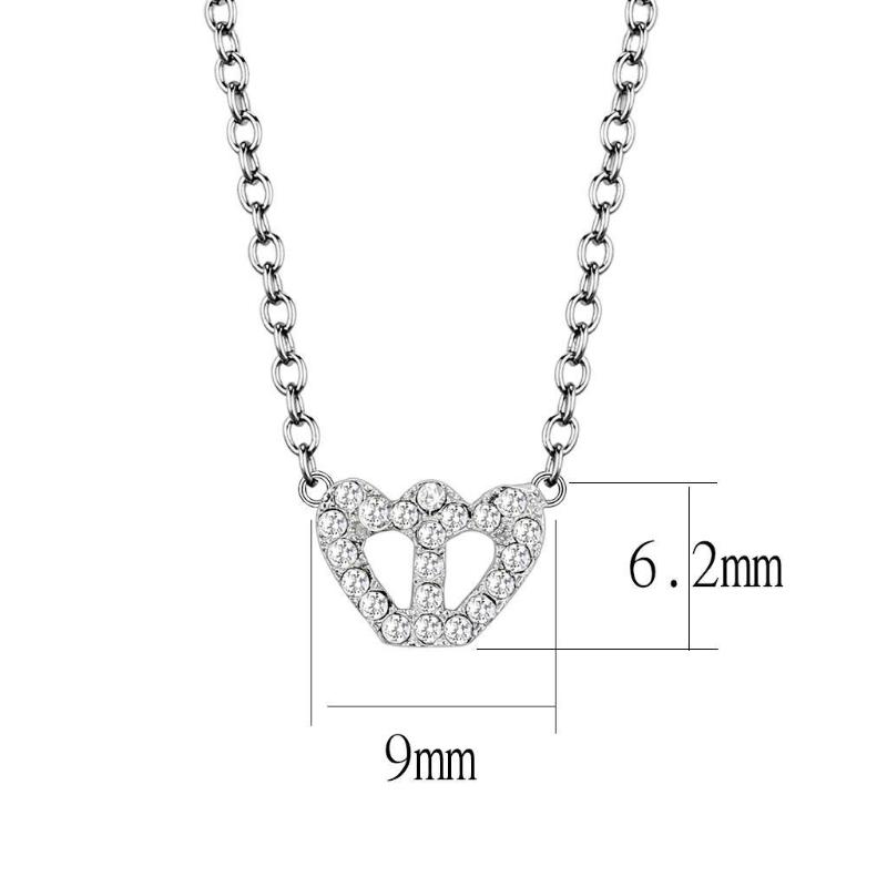 Rhodium Brass Necklace with Top Grade Crystal in Clear