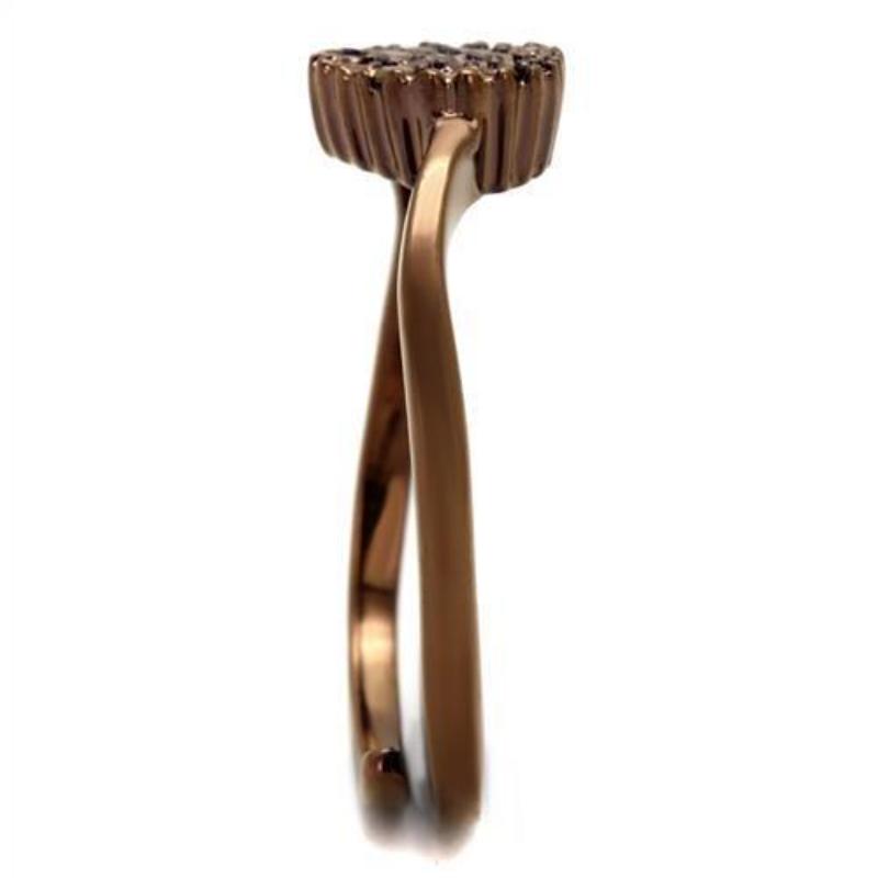 IP Coffee light Brass Ring with AAA Grade CZ in Light Coffee